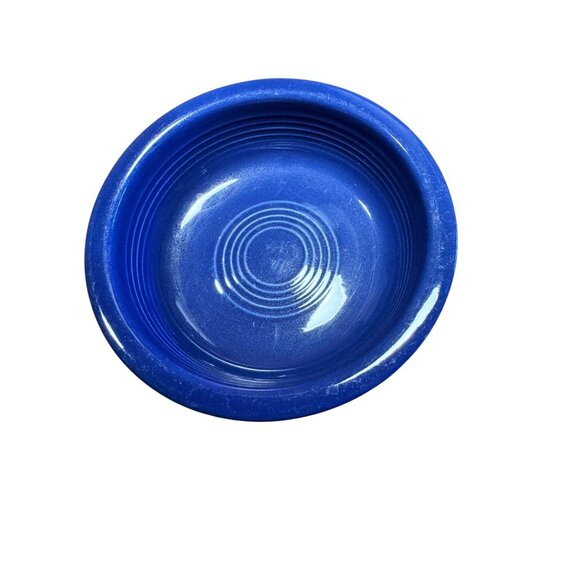 Vintage Fiesta Blue Ceramic Bowl With Ribbed Design - 6" Diameter x 2" Depth - Picture 5 of 9